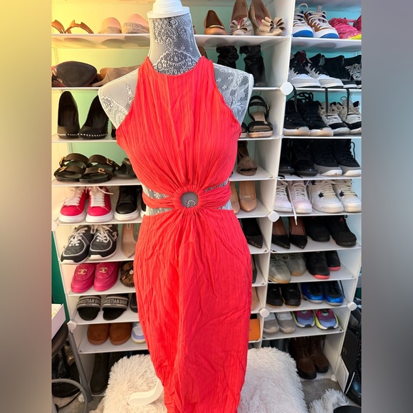 Fashion Nova Dresses & Skirts - Orange Halter Dress with side cut-outs NWT size Medium